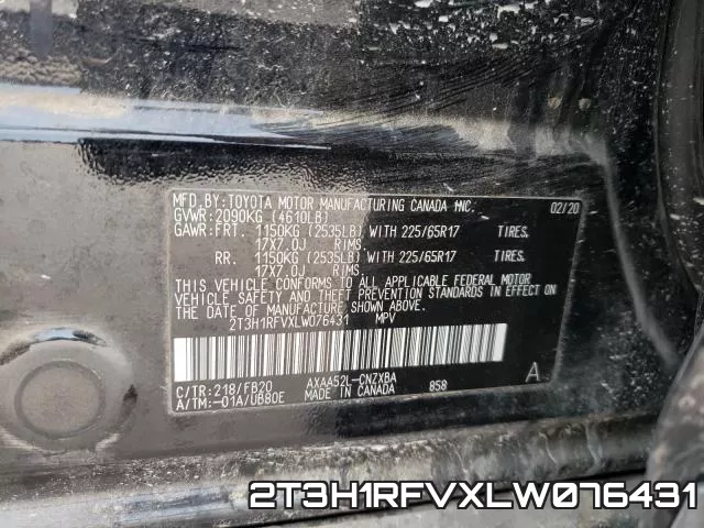 2T3H1RFVXLW076431 фото 2