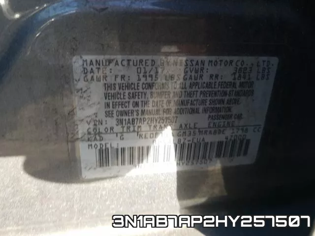 3N1AB7AP2HY257507 фото 2