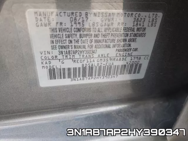 3N1AB7AP2HY390347 фото 2