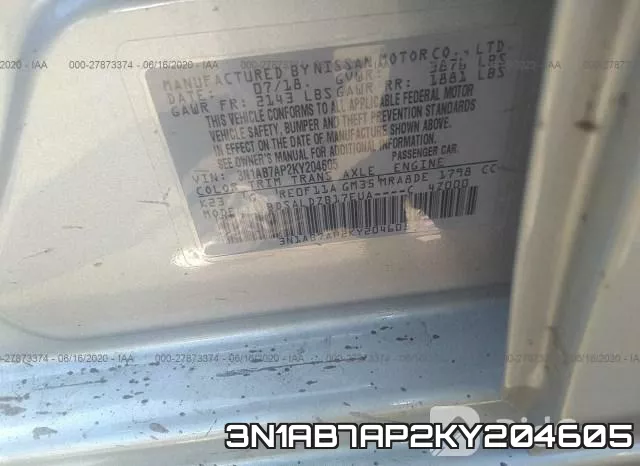 3N1AB7AP2KY204605 фото 10