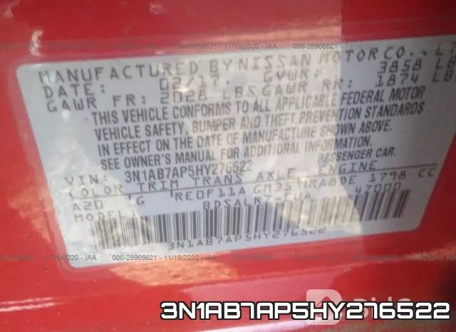 3N1AB7AP5HY276522 фото 9