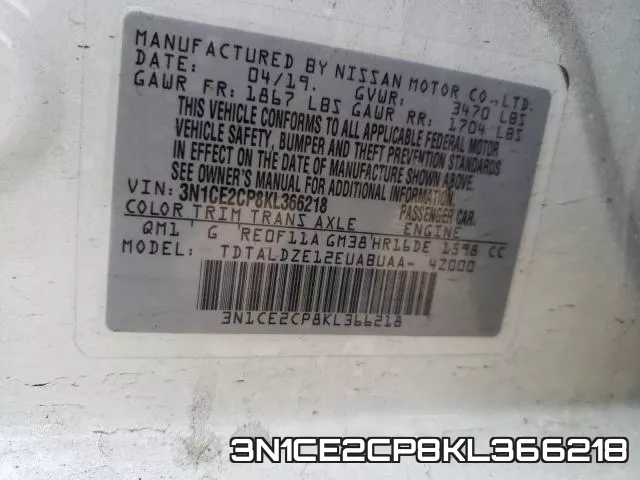 3N1CE2CP8KL366218 фото 2