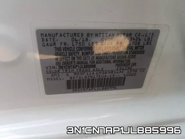 3N1CN7AP1JL885996 фото 2
