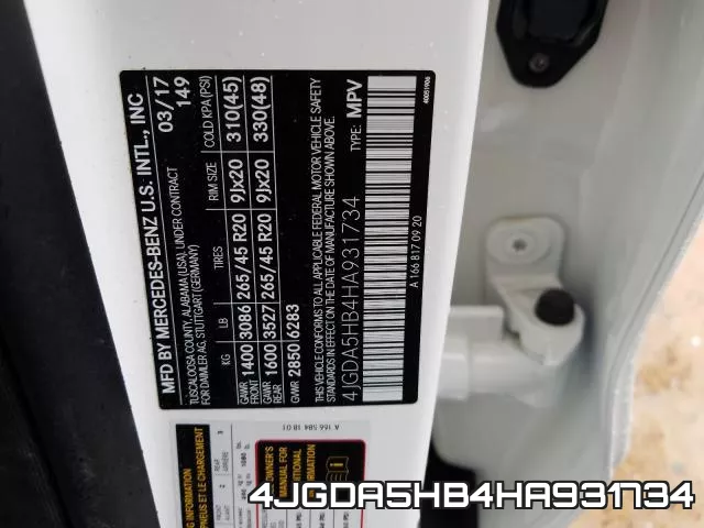 4JGDA5HB4HA931734 фото 2