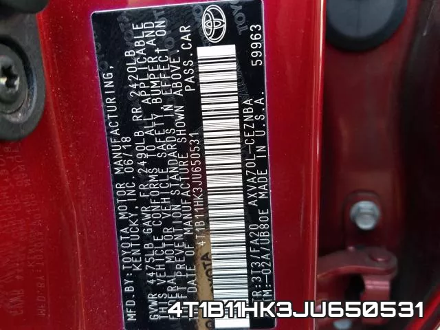 4T1B11HK3JU650531 фото 2