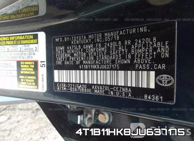 4T1B11HK8JU637175 фото 10