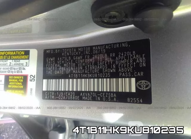 4T1B11HK9KU810235 фото 10