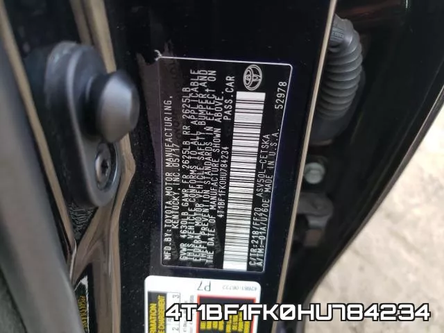 4T1BF1FK0HU784234 фото 2