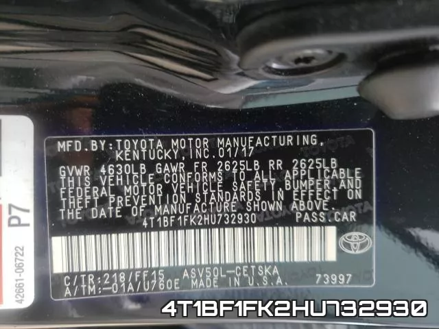 4T1BF1FK2HU732930 фото 2