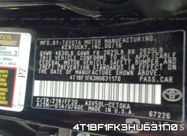 4T1BF1FK3HU631170 фото 10
