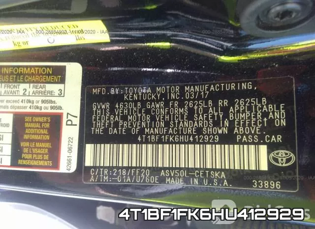 4T1BF1FK6HU412929 фото 10