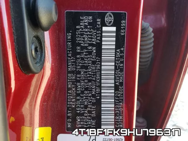 4T1BF1FK9HU796317 фото 2