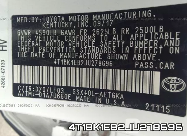 4T1BK1EB2JU278696 фото 10