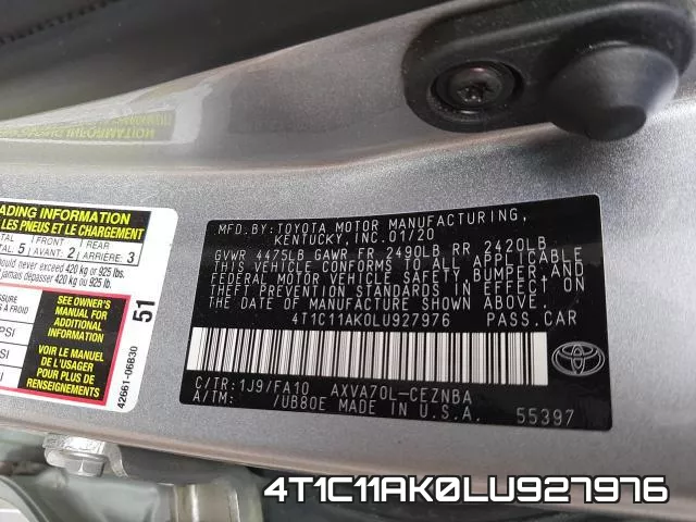 4T1C11AK0LU927976 фото 2