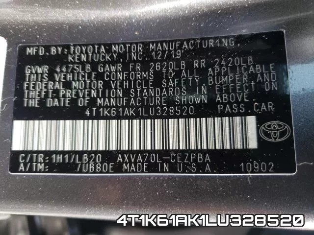 4T1K61AK1LU328520 фото 2