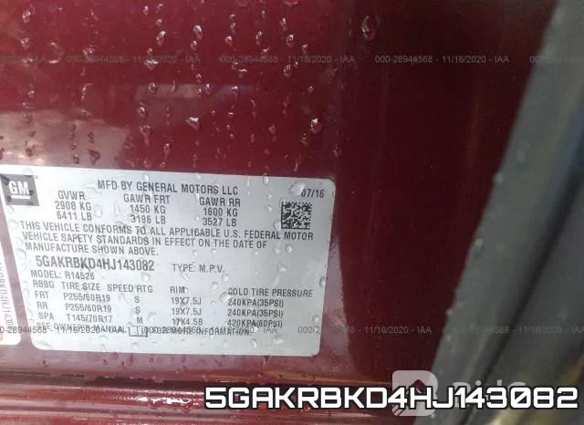 5GAKRBKD4HJ143082 фото 8