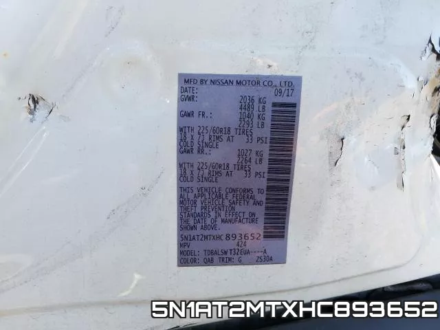 5N1AT2MTXHC893652 фото 2