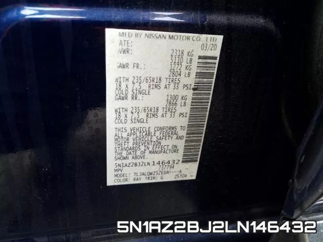 5N1AZ2BJ2LN146432 фото 2