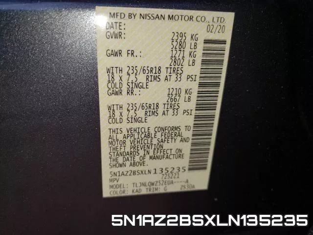 5N1AZ2BSXLN135235 фото 2