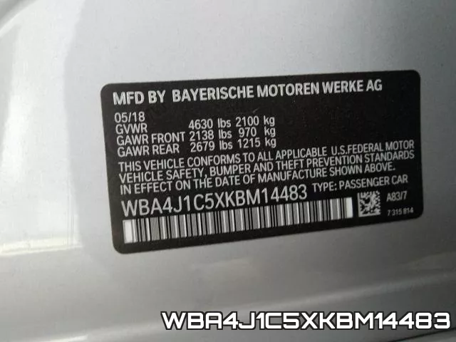 WBA4J1C5XKBM14483 фото 2