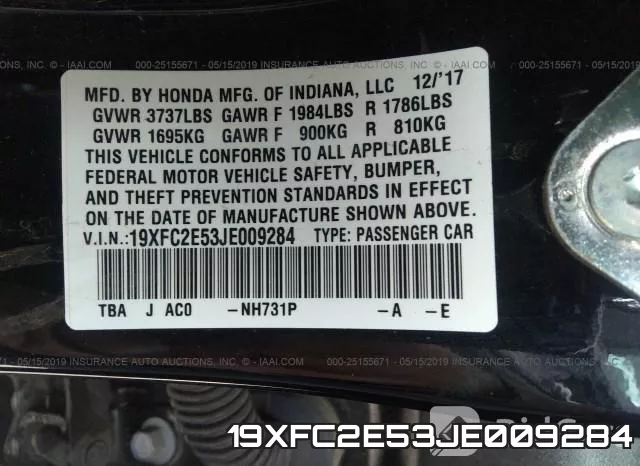 19XFC2E53JE009284 фото 10