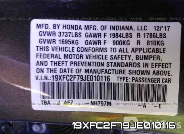 19XFC2F79JE010116 фото 10