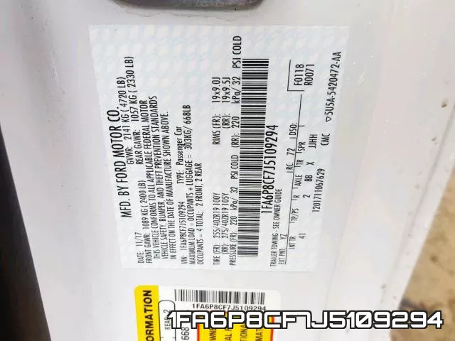 1FA6P8CF7J5109294 фото 2