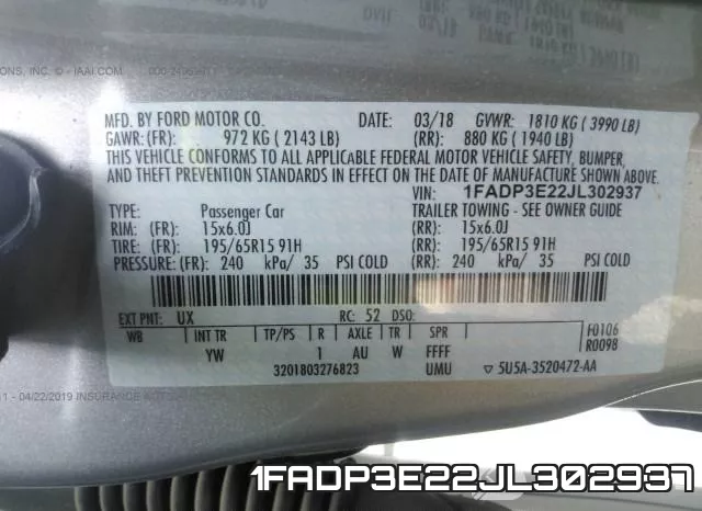 1FADP3E22JL302937 фото 10