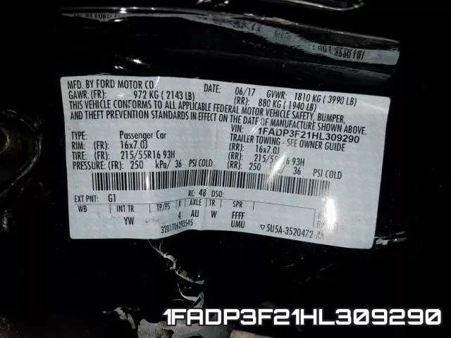 1FADP3F21HL309290 фото 2