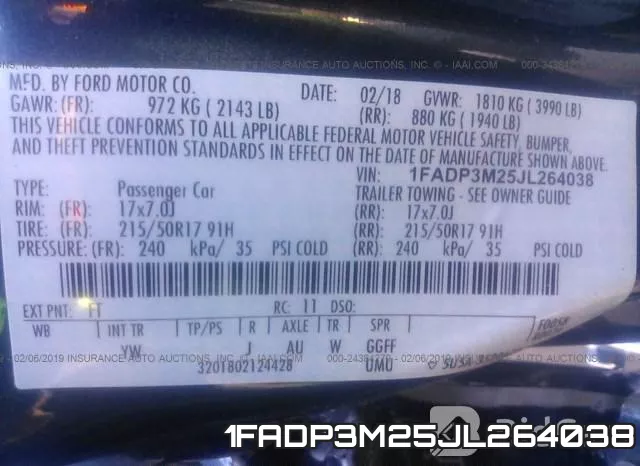 1FADP3M25JL264038 фото 10