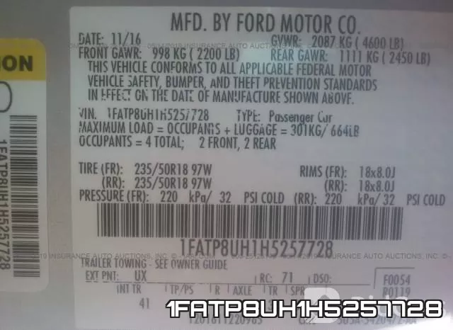 1FATP8UH1H5257728 фото 10
