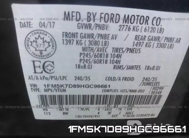 1FM5K7D89HGC96661 фото 10