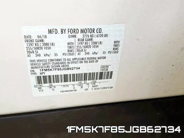 1FM5K7F85JGB62734 фото 2