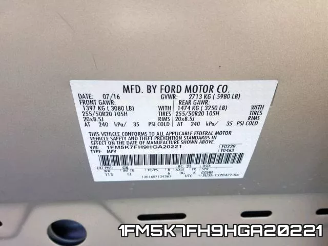 1FM5K7FH9HGA20221 фото 2