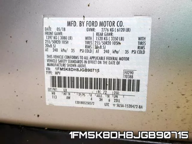 1FM5K8DH8JGB90715 фото 2