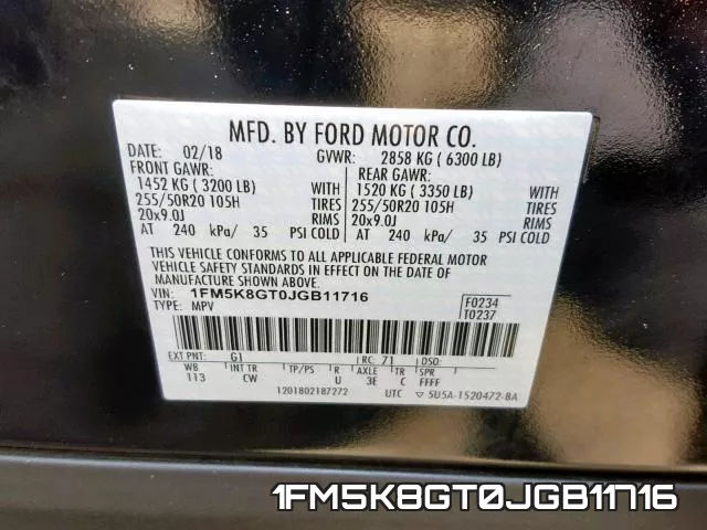 1FM5K8GT0JGB11716 фото 2