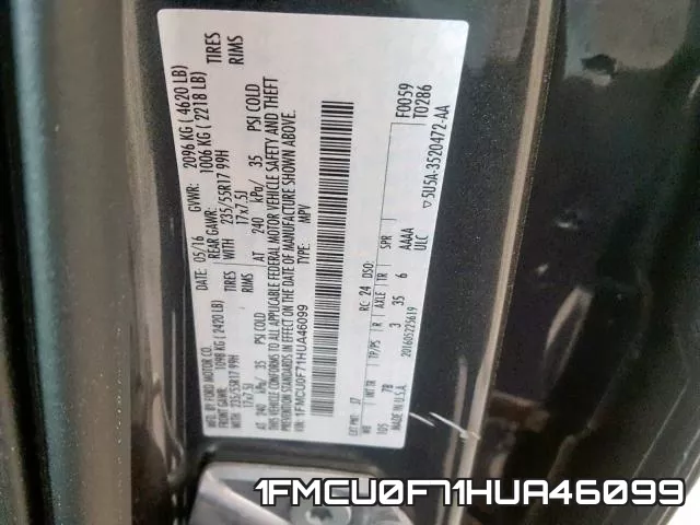 1FMCU0F71HUA46099 фото 2