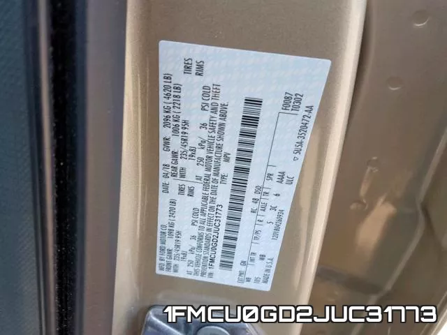 1FMCU0GD2JUC31773 фото 2