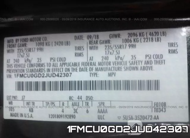 1FMCU0GD2JUD42307 фото 10