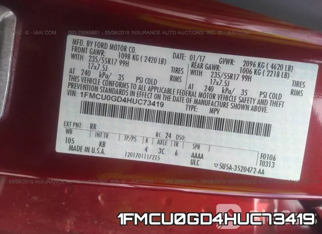 1FMCU0GD4HUC73419 фото 9