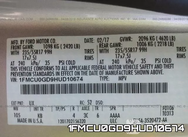 1FMCU0GD9HUD10674 фото 10