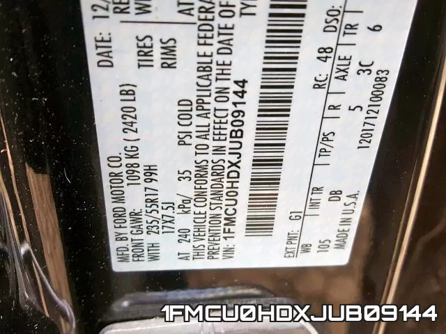 1FMCU0HDXJUB09144 фото 2