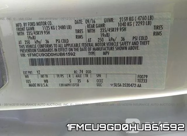 1FMCU9GD0HUB61592 фото 10