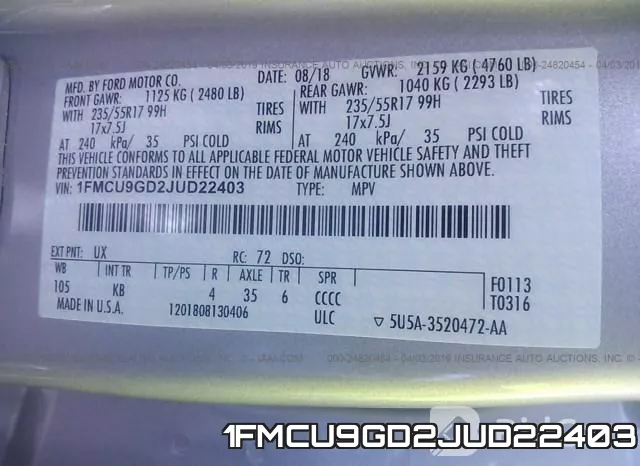 1FMCU9GD2JUD22403 фото 10
