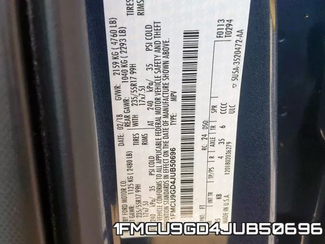 1FMCU9GD4JUB50696 фото 2