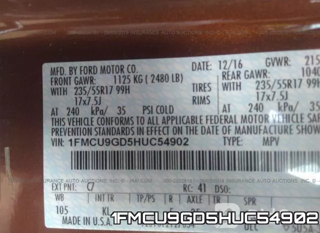 1FMCU9GD5HUC54902 фото 10