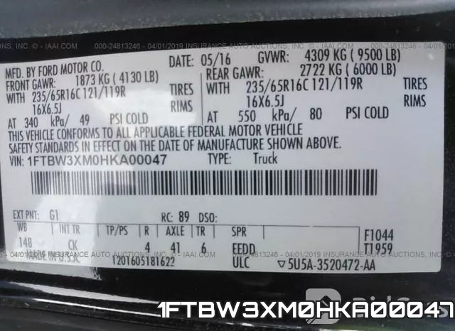 1FTBW3XM0HKA00047 фото 10
