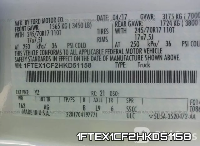 1FTEX1CF2HKD51158 фото 10