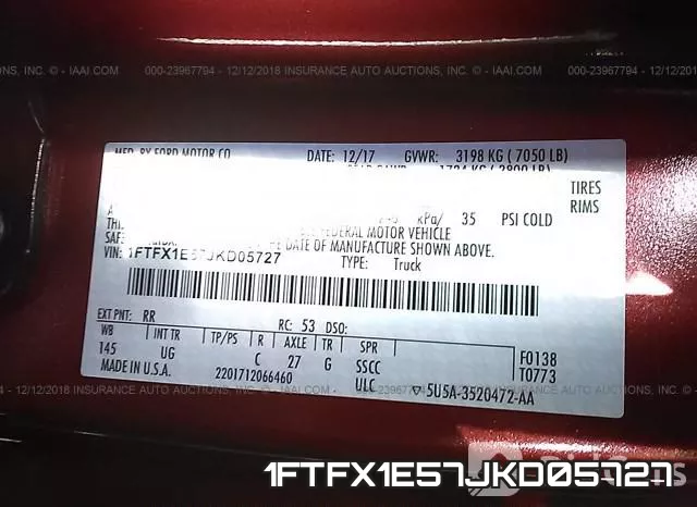 1FTFX1E57JKD05727 фото 10
