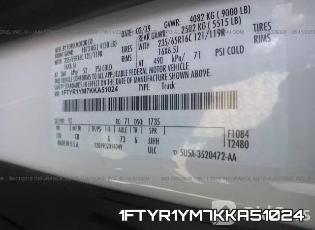 1FTYR1YM7KKA51024 фото 10